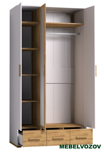 Шкаф для одежды и белья Айрис 444 (Белый/Дуб Золотистый) от компании Мебельвозов в Нижнем Новгороде