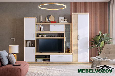 МОДУЛЬНАЯ СТЕНКА "МАКСИ" (дуб сонома/белое дерево) от Mebelvozov в Нижнем Новгороде