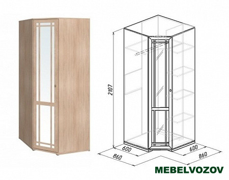 Шкаф угловой Фасад зеркало (Дуб Сонома) Sherlock10  от компании Мебельвозов в Нижнем Новгороде