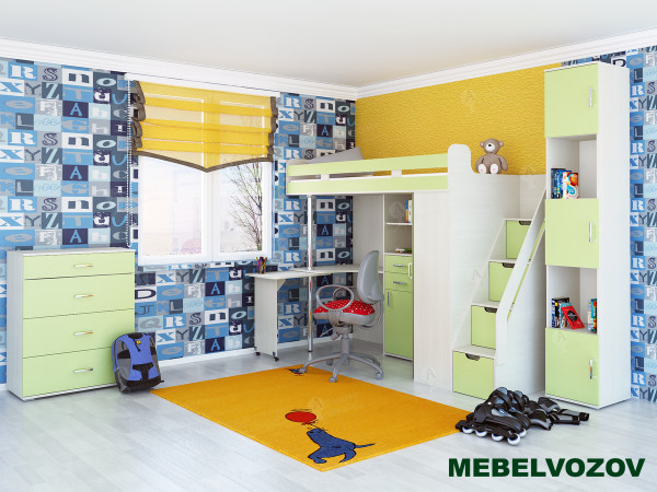 Кровать-чердак Карамель 77-03(Анкор светлый/Оранжевый) детальное изображение от магазина mebelvozov.ru в Нижнем Новгороде