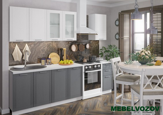 Кухонный гарнитур Алина 2000 (белый/графит) H=920 от магазина Мебельвозов в Нижнем Новгороде