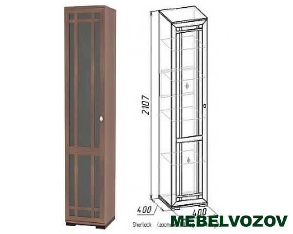 Витрина для гостиной Sherlock131 Шкаф для посуды, ПРАВЫЙ  (Орех шоколадный) от Mebelvozov в Нижнем Новгороде