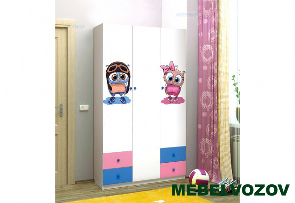 Шкаф 3-х дверный с ящиками и фотопечатью &quot;Совята&quot; 3.1 детальное изображение от магазина mebelvozov.ru в Нижнем Новгороде