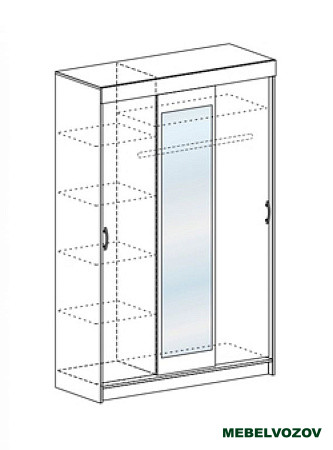 БАССА ШКК 551 шкаф купе (ДУБ КРАФТ БЕЛЫЙ/ДУБ КРАФТ СЕРЫЙ) от компании Мебельвозов в Нижнем Новгороде