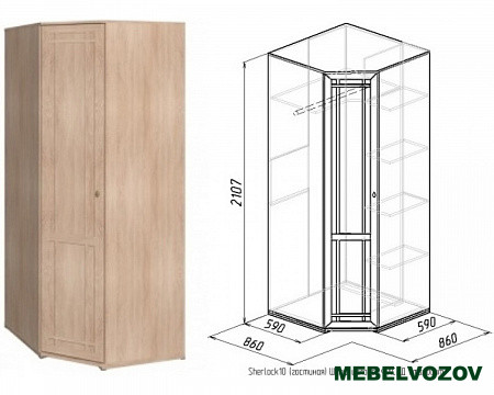 Шкаф угловой Фасад стандарт (Дуб Сонома) Sherlock10  от компании Мебельвозов в Нижнем Новгороде