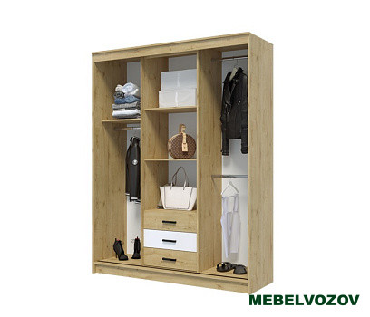 Шкаф-купе Лорд (Дуб вотан/Белый) от компании Мебельвозов в Нижнем Новгороде