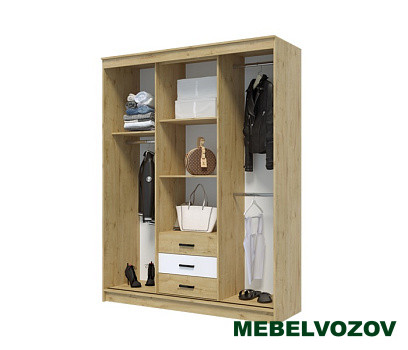 Шкаф-купе Лорд (Дуб вотан/Белый) от компании Мебельвозов в Нижнем Новгороде