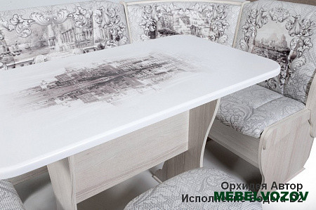 Кухонный уголок Орхидея Автор столешница МДФ ФОТОПЕЧАТЬ от магазина Мебельвозов в Нижнем Новгороде