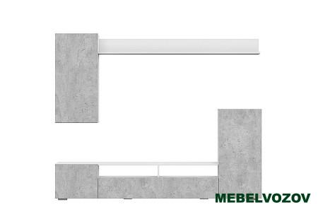 Стенка в гостиную "МГС 4" Белый / Цемент светлый от интернет магазина Mebelvozov в Нижнем Новгороде
