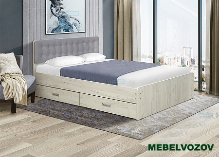 Кровать №6 с ящиками и мягкой головной спинкой 140*200 от магазина Мебельвозов в Нижнем Новгороде
