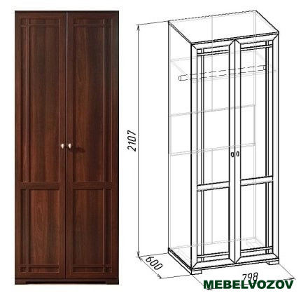 Шкаф распашной Sherlock12 (Орех Шоколадный) от компании Мебельвозов в Нижнем Новгороде