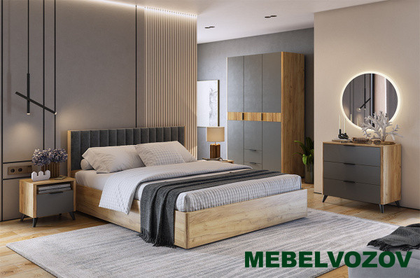 Спальный гарнитур Адам К2 (дуб крафт золотой/графит) от магазина Мебельвозов в Нижнем Новгороде