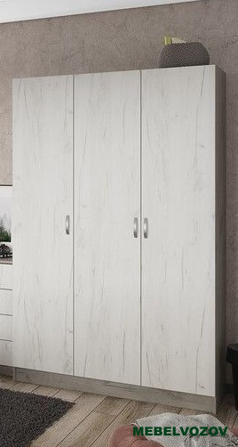 БАССА ШК 557 шкаф 3-х створчатый (ДУБ КРАФТ БЕЛЫЙ/ДУБ КРАФТ СЕРЫЙ) от компании Мебельвозов в Нижнем Новгороде