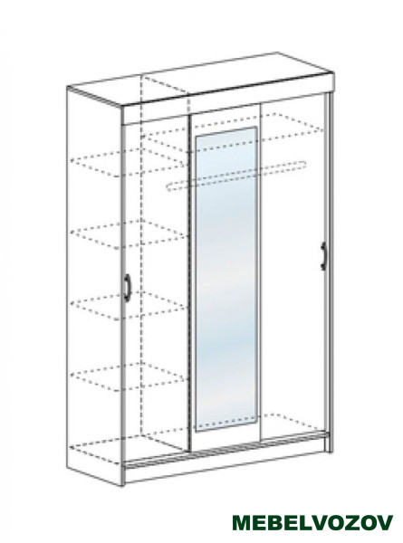 БАССА ШКК 551 шкаф купе (ДУБ КРАФТ БЕЛЫЙ/ДУБ КРАФТ СЕРЫЙ) от компании Мебельвозов в Нижнем Новгороде