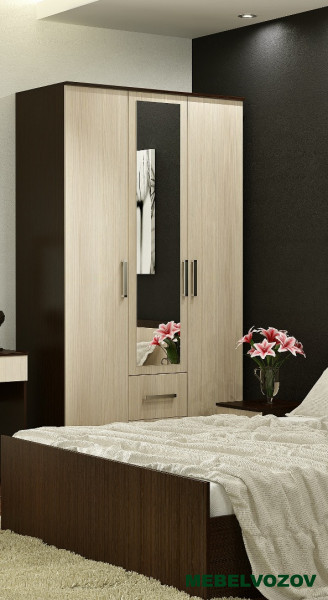 Шкаф с зеркалом "Фиеста " 3-х дверный (Венге) от компании Мебельвозов в Нижнем Новгороде