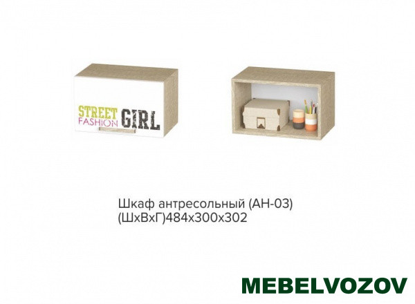 Шкаф антресольный АН-03 Сенди (STREET GIRL) от компании Мебельвозов в Нижнем Новгороде