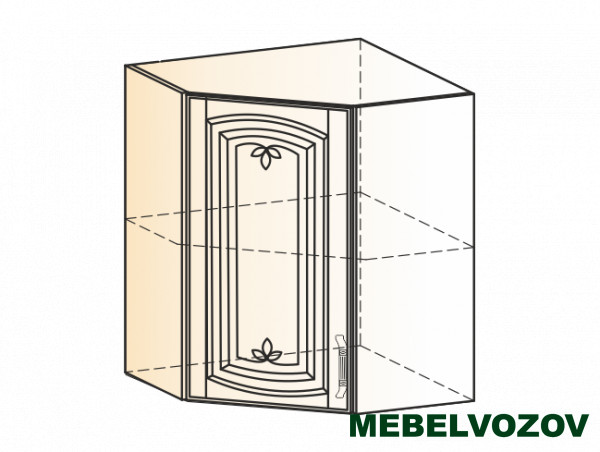 Фото шкаф навесной угл l600х600 h720 (1 дв. гл.) (эмаль) бергамо элемента от сайта Мебельвозов в Нижнем Новгороде