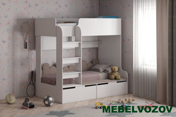 Двухъярусная кровать Мадагаскар (белая Аляска) детальное изображение от магазина mebelvozov.ru в Нижнем Новгороде