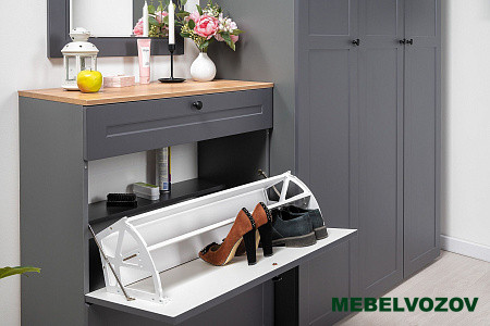 Остин Тумба для обуви 16.121 (серый графит/дуб вотан) от магазина Мебельвозов в Нижнем Новгороде