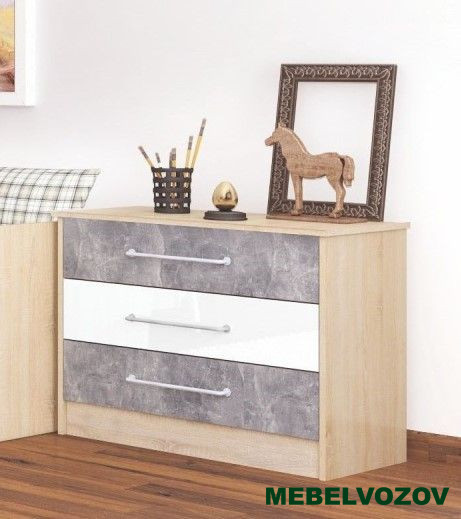 Комод Колибри Лофт (дуб сонома/ателье светлое+акрил белый) от магазина Мебельвозов в Нижнем Новгороде