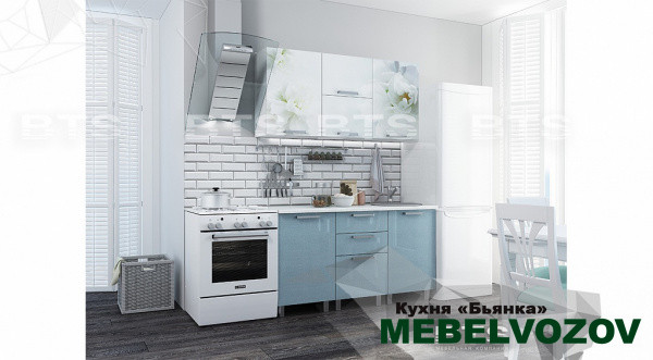 Кухонный гарнитур Бьянка 1,5 Голубые блестки от магазина Мебельвозов в Нижнем Новгороде
