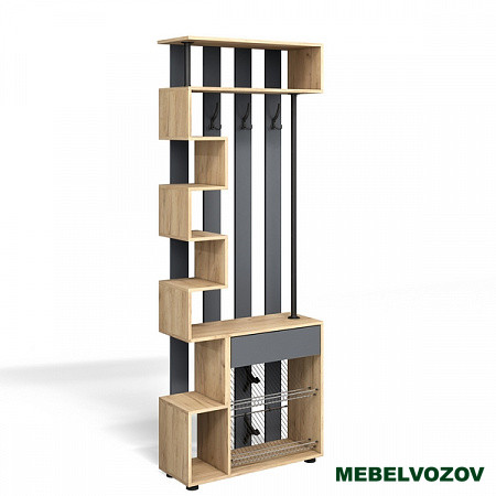 Вешалка в Прихожую "Мини-Лайт" МЛ-1 (графит/дуб крафт золотой) от магазина Мебельвозов в Нижнем Новгороде