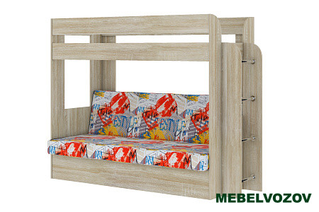 Кровать-Диван 2-х этажная Карамель 75 (дуб сонома светлый) детальное изображение от магазина mebelvozov.ru в Нижнем Новгороде