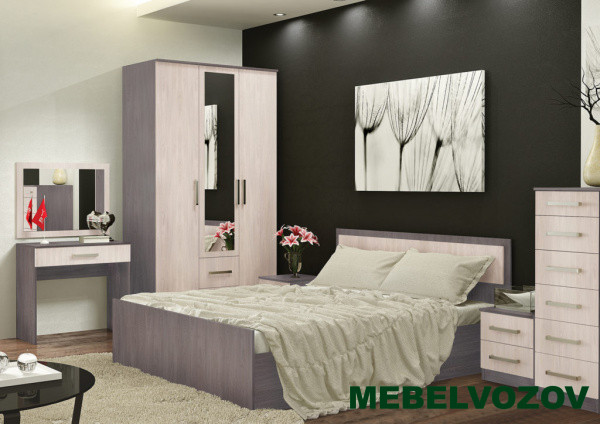 Модульная спальня «Фиеста» Компоновка 2 (Ясень Шимо) от магазина Мебельвозов в Нижнем Новгороде