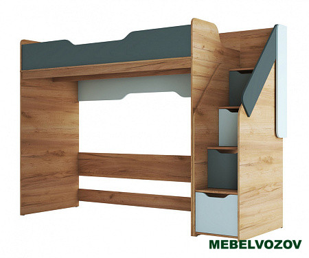 RICH Кровать-чердак КР-001 (Мята/голубой) детальное изображение от магазина mebelvozov.ru в Нижнем Новгороде