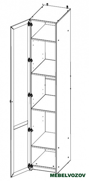 Пенал для белья Sherlock 61 ЛЕВЫЙ (Орех Шоколадный) от компании Мебельвозов в Нижнем Новгороде