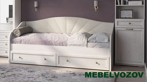 "Александрия" КР-106 Кровать 0,9 м с настилом ЛДСП и мягким щитом ЩМ-106 детальное изображение от магазина mebelvozov.ru в Нижнем Новгороде