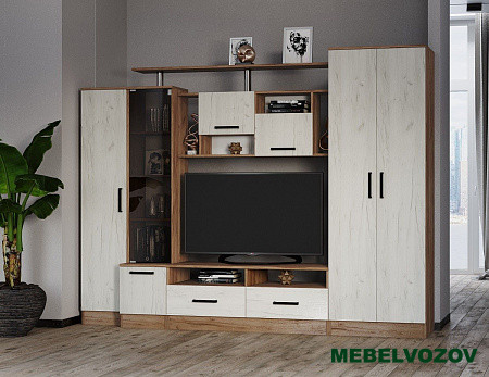 Гостиная Оскар-5 (дуб крафт табачный/дуб крафт белый) от интернет магазина Mebelvozov в Нижнем Новгороде