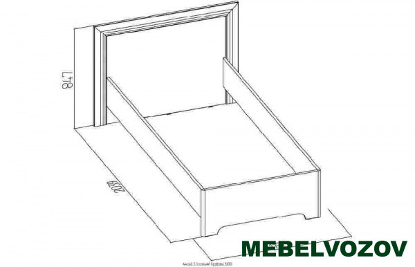 Кровать односпальная Анкона 5. 900 без основания, без матраса (Дуб Отбеленный) от магазина Мебельвозов в Нижнем Новгороде