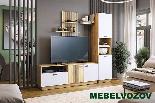 Гостиная "Моди К1" (дуб крафт золотой/белое дерево) от Mebelvozov в Нижнем Новгороде