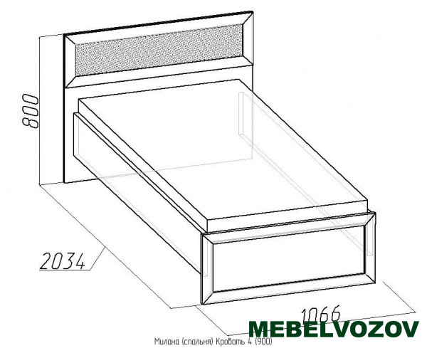 Кровать односпальная 4 Милана 900 см (Орех) от магазина Мебельвозов в Нижнем Новгороде