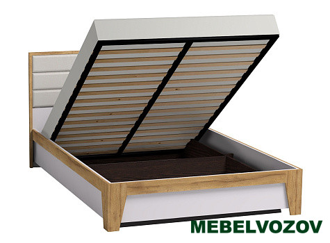 фото Кровать с подъемным механизмом Айрис 307 Люкс 160х200 (Белый/Дуб Золотистый) от магазина Мебельвозов в Нижнем Новгороде Кровать с подъемным механизмом Айрис 307 Люкс 160х200 (Белый/Дуб Золотистый) от магазина Мебельвозов в Нижнем Новгороде