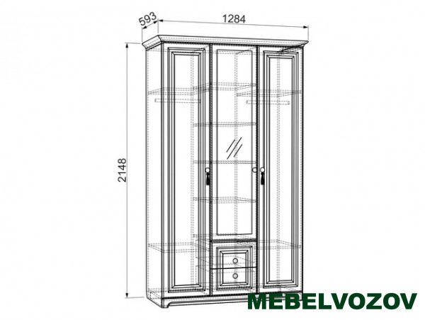 Шкаф распашной с зеркалом 3-х створчатый Белла (Белый/джелато софт) от компании Мебельвозов в Нижнем Новгороде