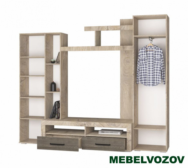 Стенка в гостиную Марсель-4 (дуб эндгрейн/ясень анкор темный) от интернет магазина Mebelvozov в Нижнем Новгороде