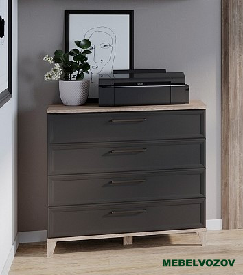 Aurelio 6 (гостиная) Комод (модуль 175), Антрацит-Блеквуд Сатиновый от магазина Мебельвозов в Нижнем Новгороде