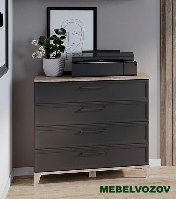 Aurelio 6 (гостиная) Комод (модуль 175), Антрацит-Блеквуд Сатиновый от магазина Мебельвозов в Нижнем Новгороде