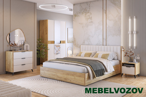 Спальный гарнитур Адам К1 (дуб крафт золотой/белое дерево) от магазина Мебельвозов в Нижнем Новгороде
