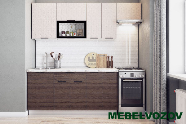 Кухонный гарнитур Стоун 2200 (белый/грей софттач/палисандр) от магазина Мебельвозов в Нижнем Новгороде