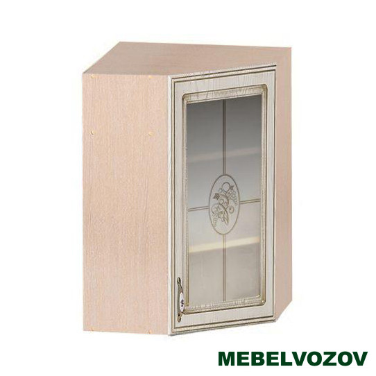 Шкаф-витрина навесной угловой 600УТ Анжелика (высота 720) фото от Мебельвозов в Нижнем Новгороде