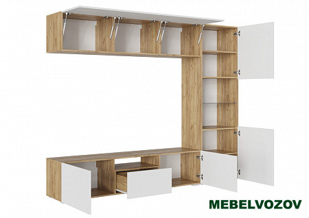 СТЕНФОРД НМ Стенка МДФ (Дуб крафт золотой/Белый матовый) от интернет магазина Mebelvozov в Нижнем Новгороде