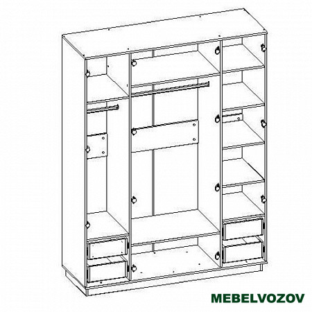 Шкаф четырехдверный  МИЛОС 4 от компании Мебельвозов в Нижнем Новгороде