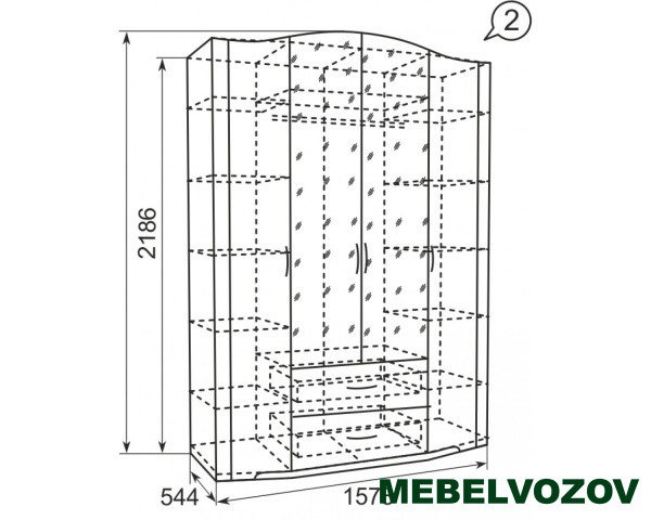 02 "Виктория" Шкаф для одежды 4-х дверный с ящиками (с зеркалами) Детская комната детальное изображение от магазина mebelvozov.ru в Нижнем Новгороде