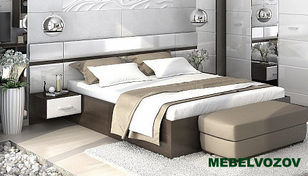 ВЕГАС кровать 1400 (венге/белый глянец) от магазина Мебельвозов в Нижнем Новгороде