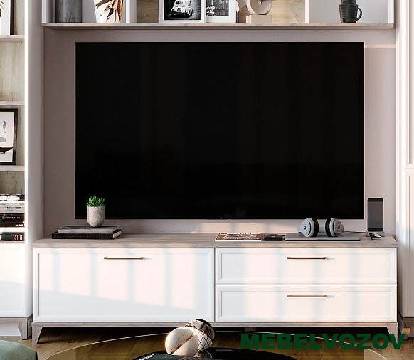 Aurelio 3 (гостиная) Тумба ТВ (модуль 168), Белый-Блеквуд Сатиновый от интернет магазина Mebelvozov в Нижнем Новгороде