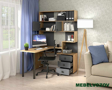 Компьютерный стол СК-10 (дуб крафт золотой/графит) детальное изображение от магазина mebelvozov.ru в Нижнем Новгороде