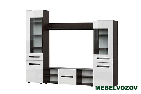 Стенка в гостиную "МГС 6" Исполнение 1 (Венге / Белый глянец) от интернет магазина Mebelvozov в Нижнем Новгороде